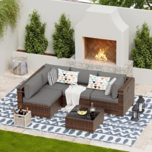 Modular Rattan Outdoor Patio Sectional Furniture Sofa Set, Wicker