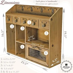 Solid Wood Farmhouse Medicine Cabinet Organizer Towel Rack Kitchen Pantry Storage Bathroom Wall Shelf Coats Keys Display